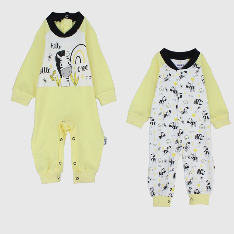 Little Zebra Long-Sleeved Footless Onesie (Pack Of 2)