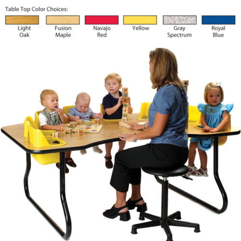 8-Seat Toddler Table, Royal Blue Table Top with Red Seats