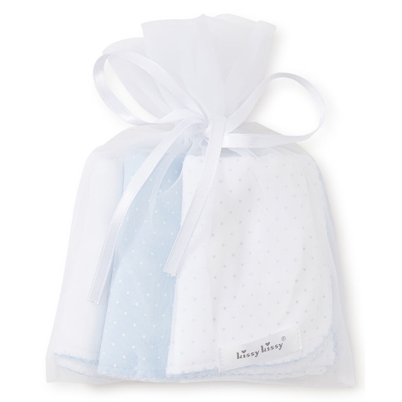 Kissy Kissy 3 Pack Set Burp Cloths Dots Blue