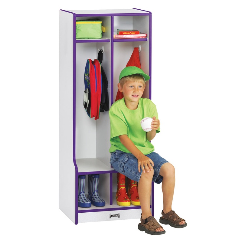 Rainbow Accents 2 Section Coat Locker with Step – Navy