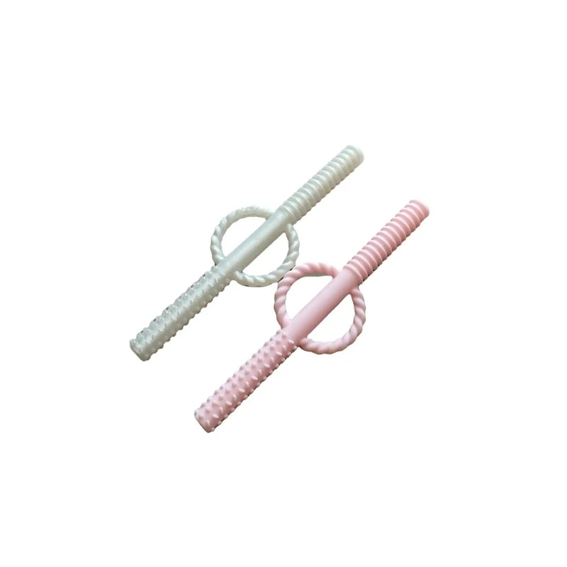 Teething Tube Teether Set – Pearl + Baby’s Breath