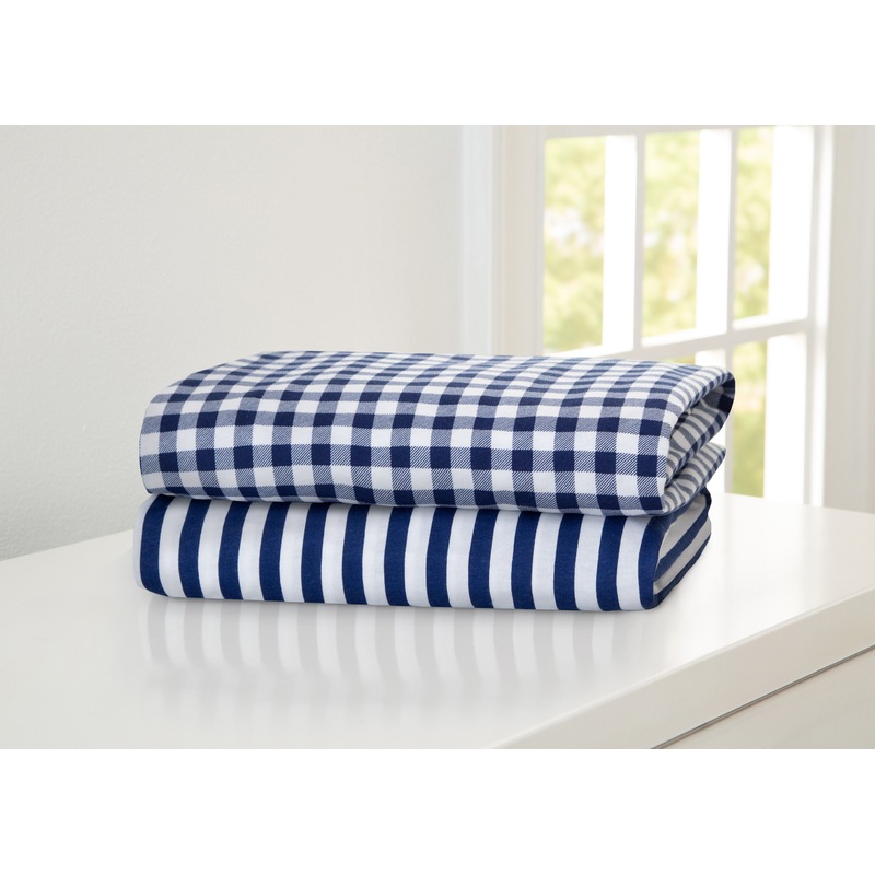Blue Gingham Fitted Crib Sheets – 2 Pack