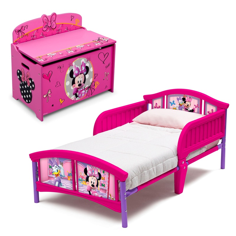 Disney Minnie Mouse 2-Piece Toddler Bedroom Set – Includes Toddler Bed and Deluxe Toy Box