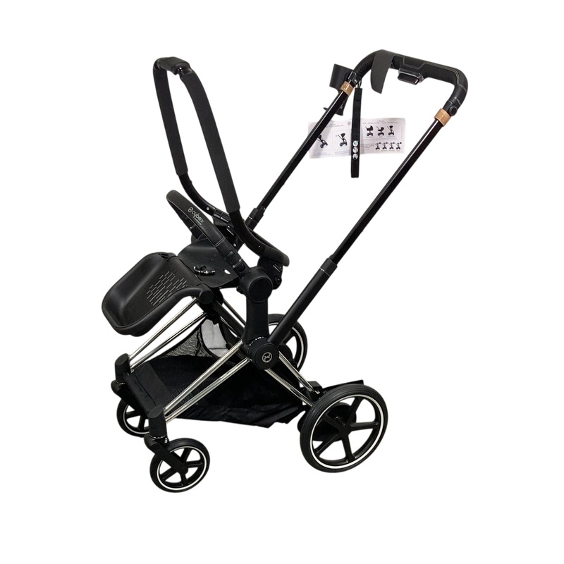 Cybex E-PRIAM Stroller Frame Only, 2022, Chrome With Black Details, with Battery