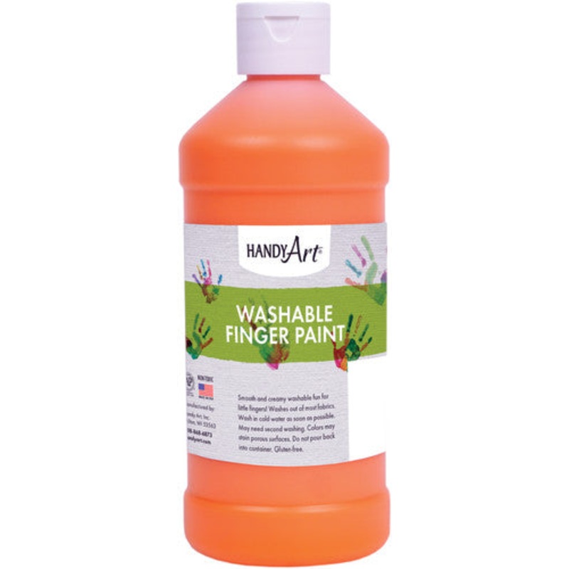 Handy Art Washable Finger Paint, 16 oz., Orange