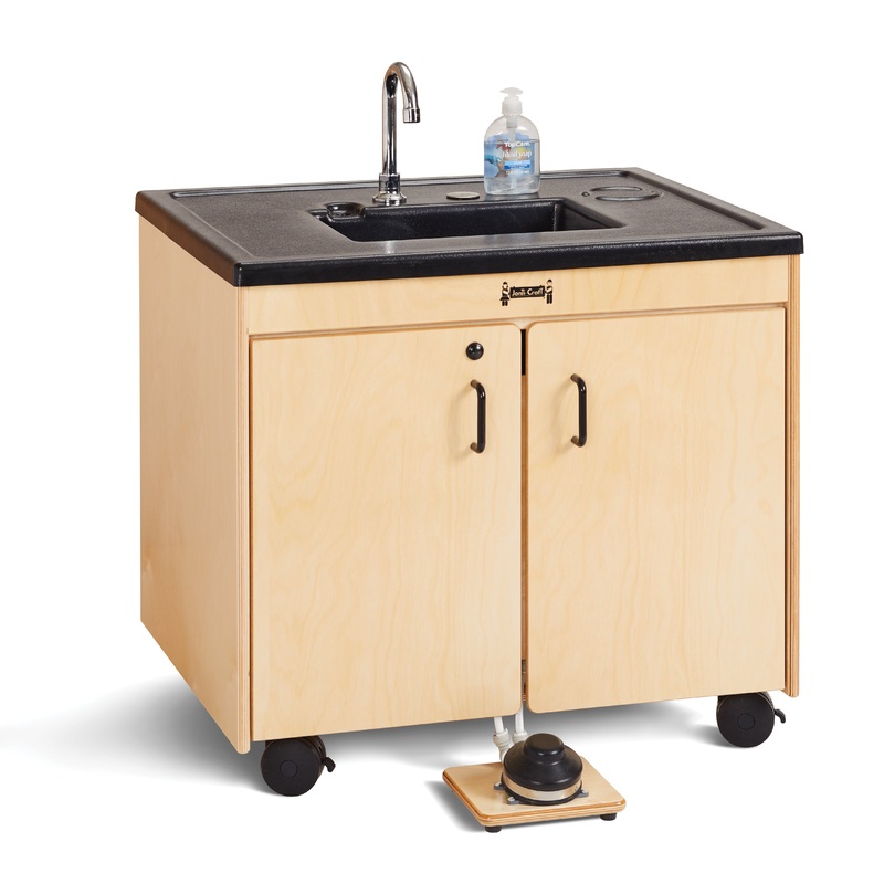 Jonti-Craft Clean Hands Helper Portable Sink  Nonelectric – 26″ Counter – Plastic Sink