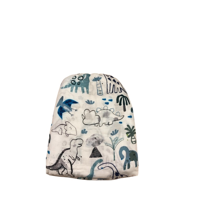 LouLou Lollipop Fitted Crib Sheet, Blue Dinosaurs