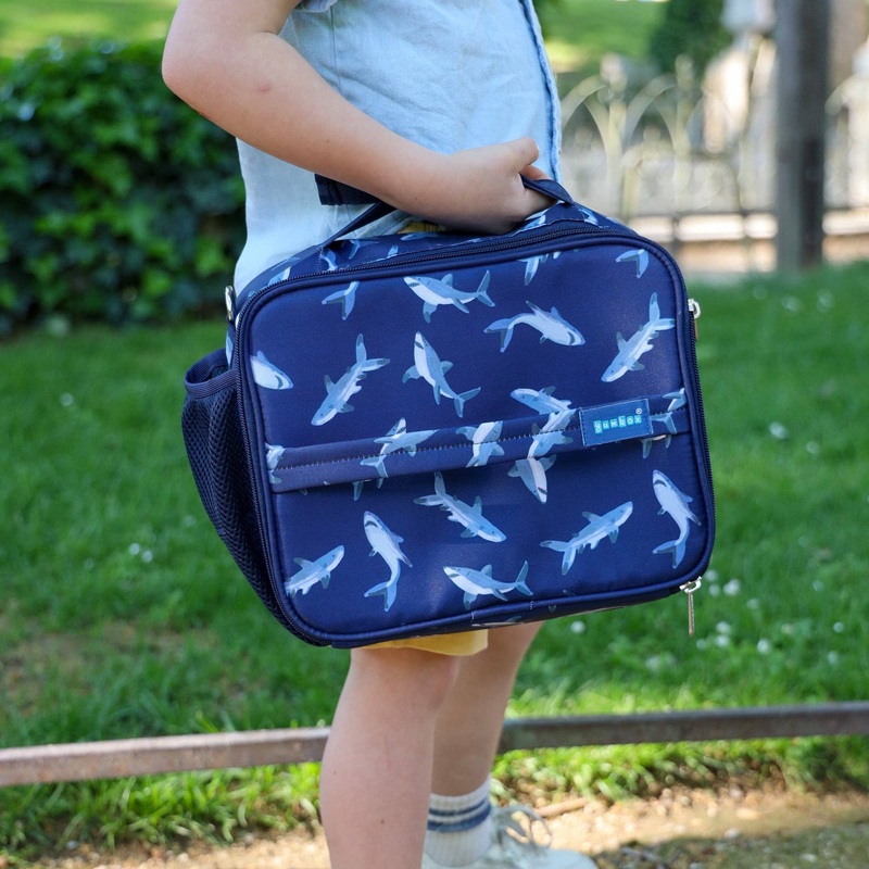 Yumbox Kids Lunch Bag  Shark Print, Insulated, 3-Way Carry