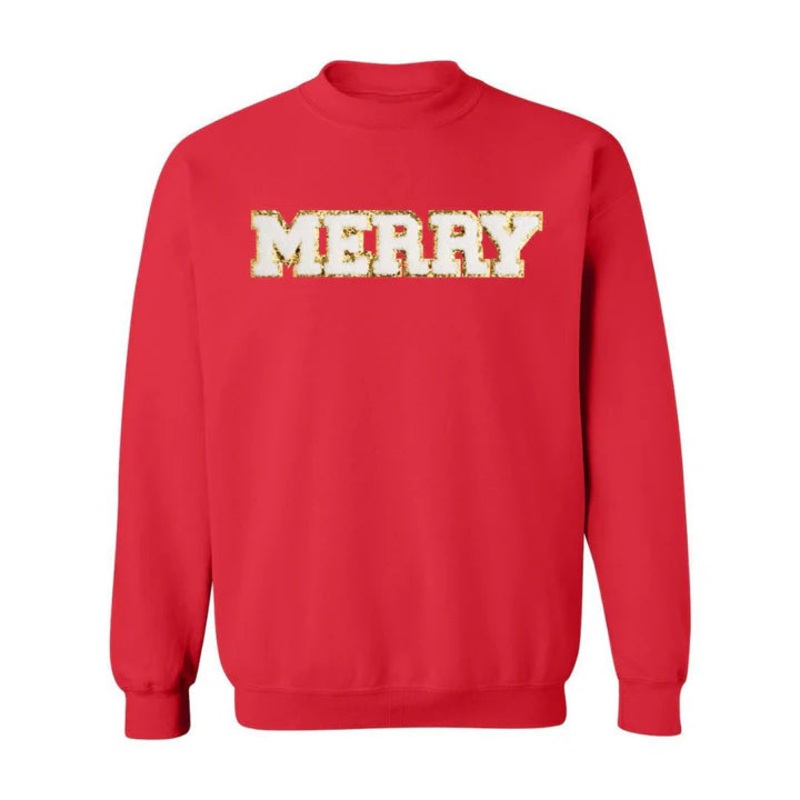 Adult Merry Patch Christmas Sweatshirt – Red