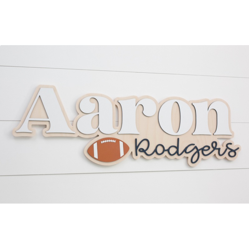 Sugar + Maple Personalized Bubble Wood Sign | Football