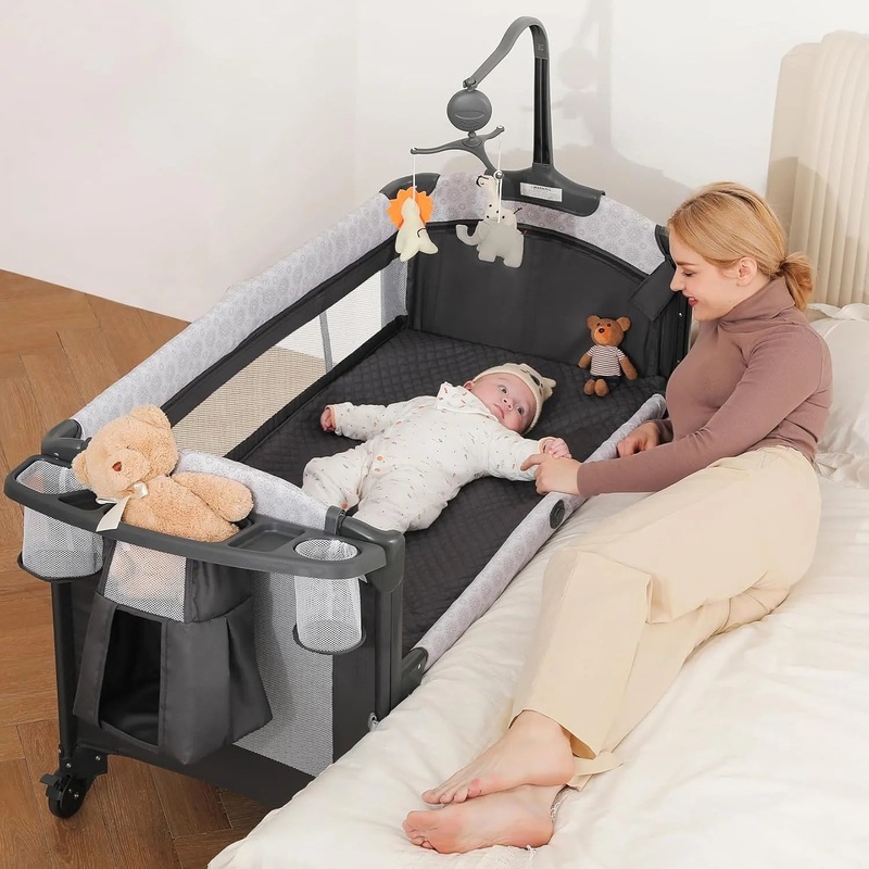 4 in 1 Wide Baby Bassinet Bedside with Diaper Changer