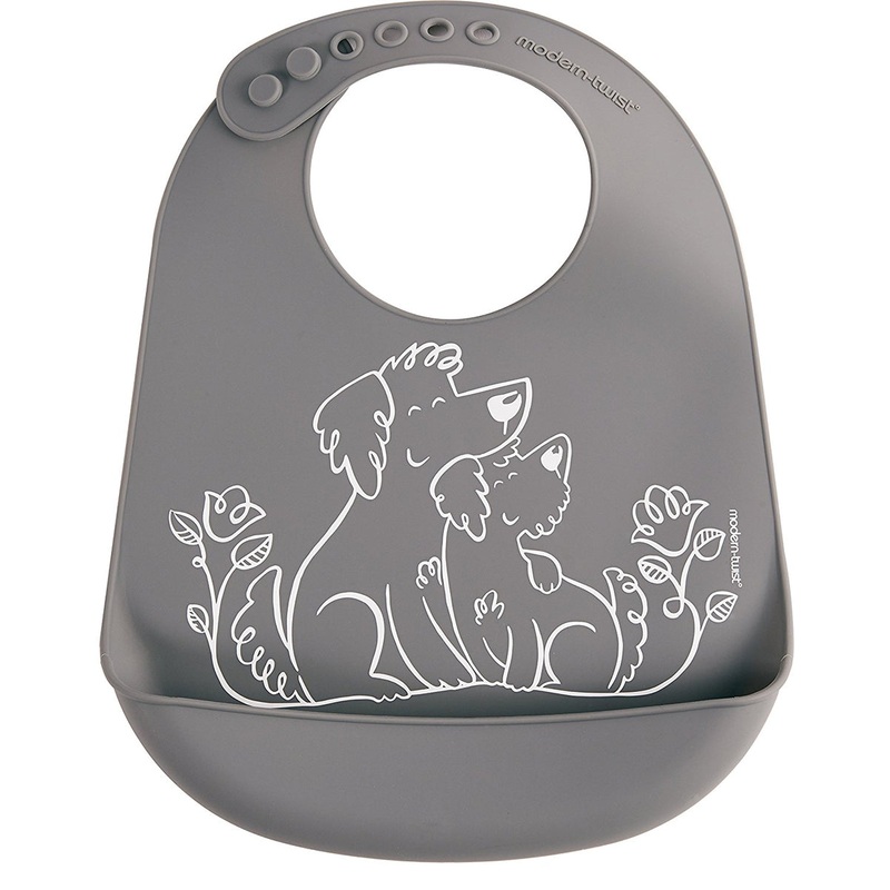 Modern-Twist Bucket Bib – Puppy Love Grey