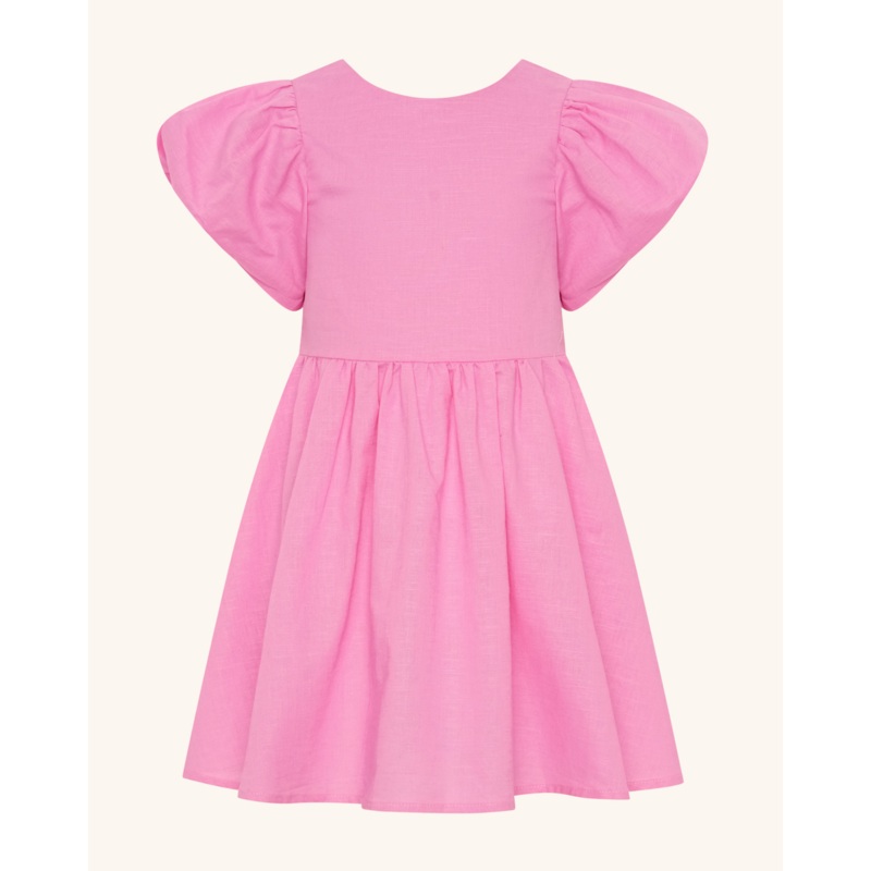 Puff Sleeve Bow Dress – Pink