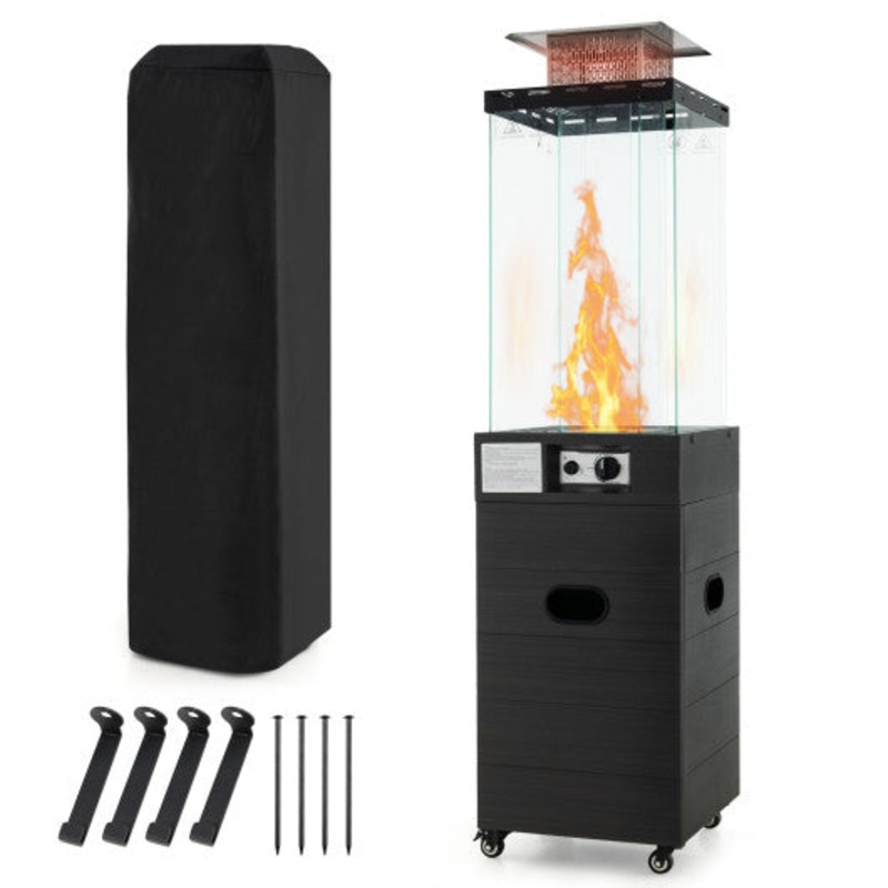 40000 BTU Patio Heater Outdoor Propane Gas Heater With Cover and Wheels-Black