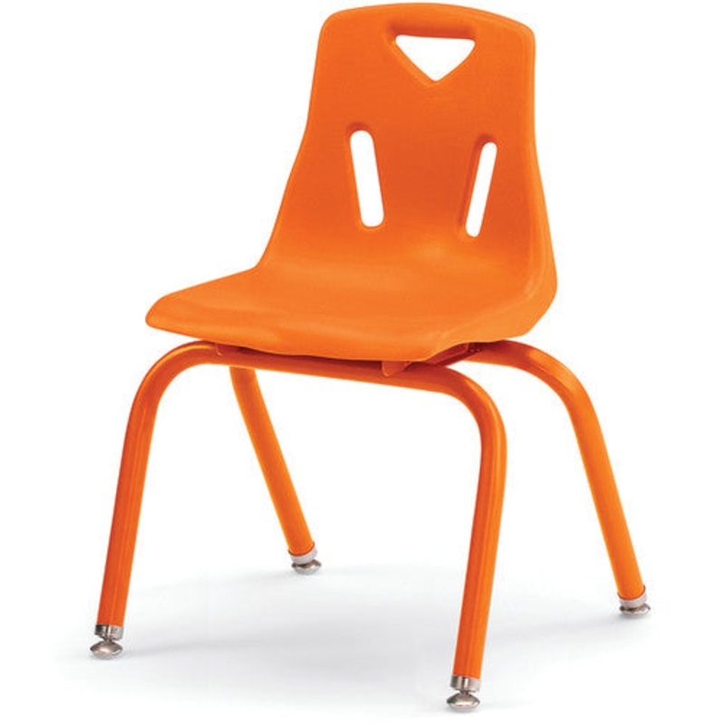 Berries Stacking Chair with Powder-Coated Legs – 14″ Ht – Orange