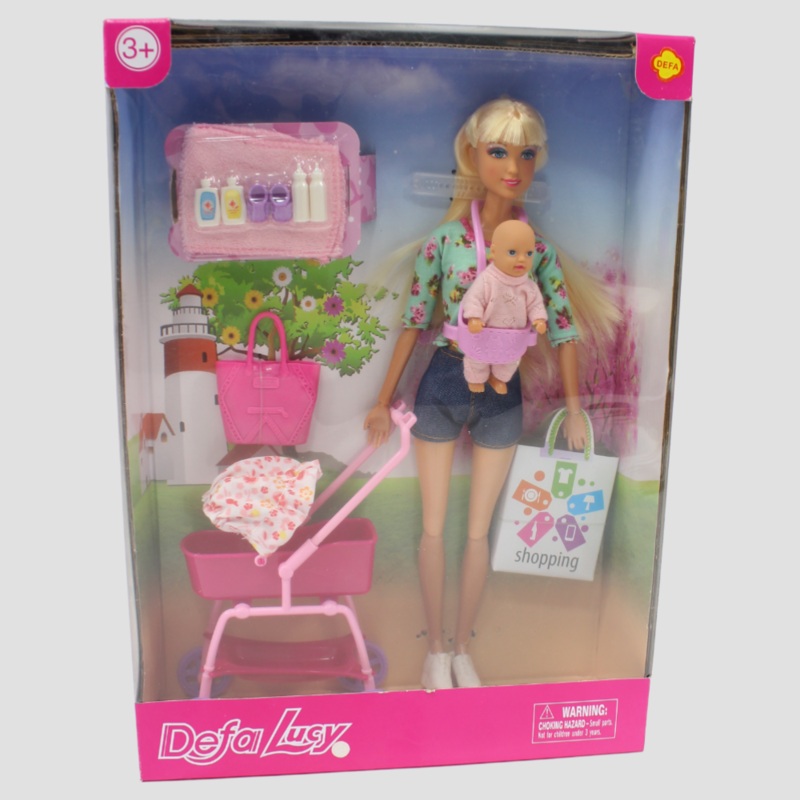 Defa Lucy “Young Mother” Doll Set  2 Dolls with Stroller & Accessories