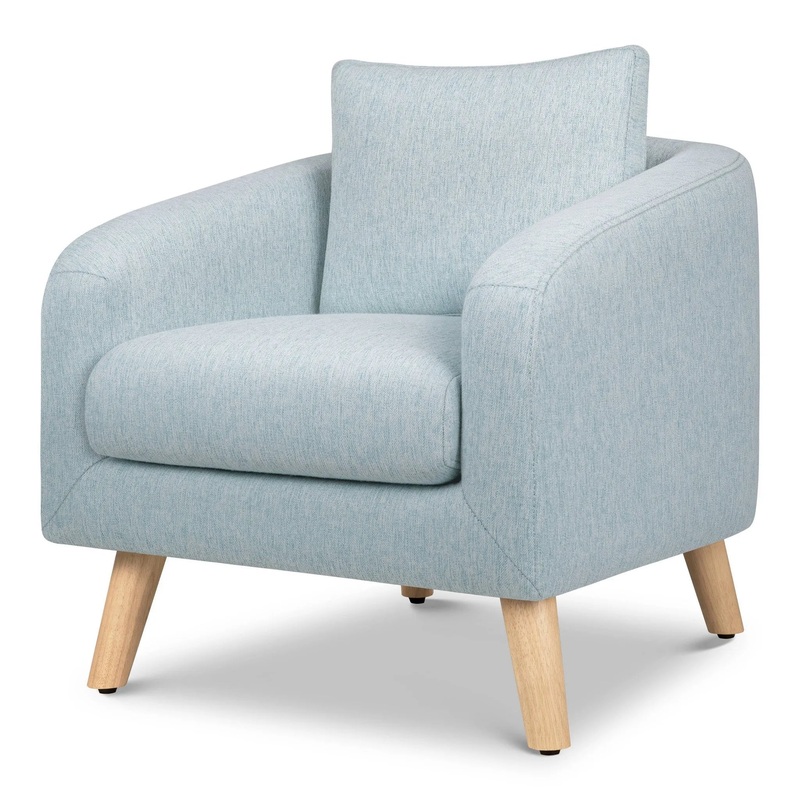 Nina Kids’ Chair – Heathered Blue with Light Wood Feet