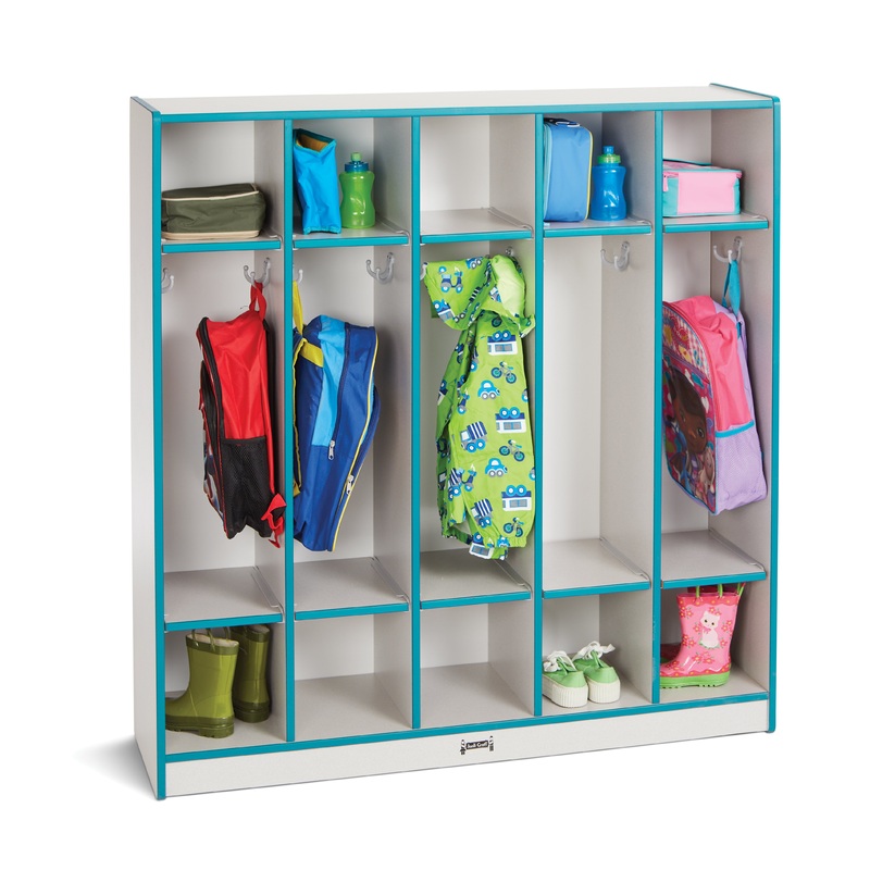 Rainbow Accents 5 Section Coat Locker – Teal