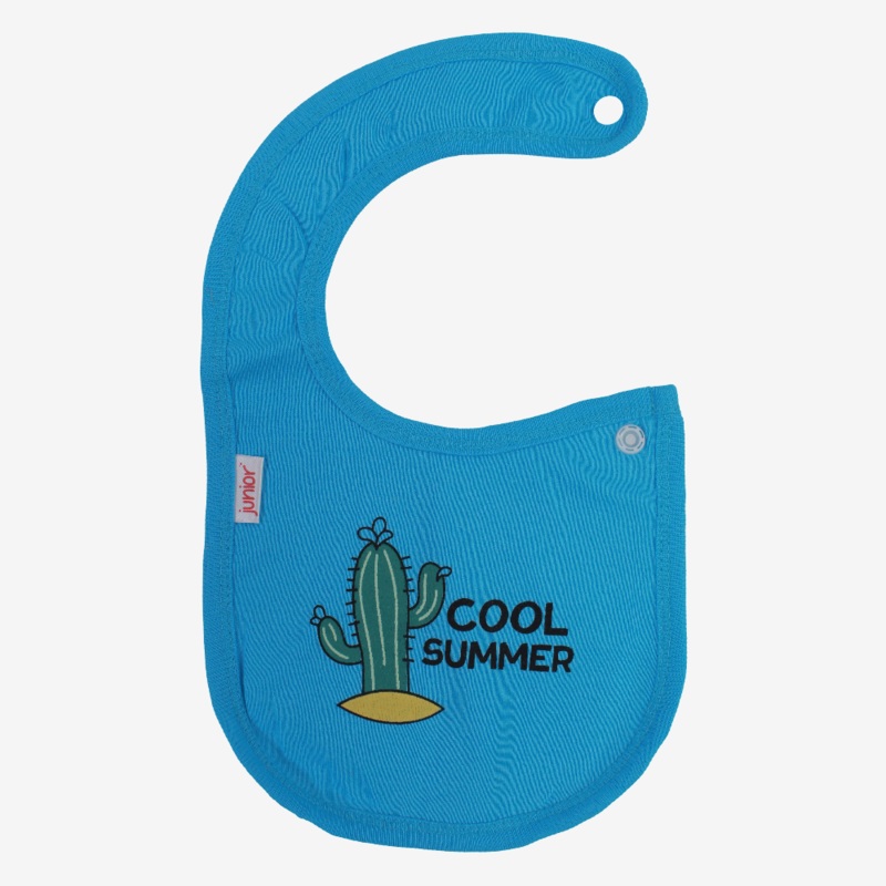 Baby Cotton Bib  Turquoise with “Cool Summer” Design