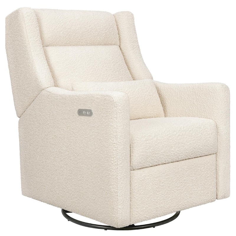 Babyletto Kiwi Plus Electric Recliner Swivel Glider w/ Adjustable Headrest + USB Port – Performance Ivory Boucle