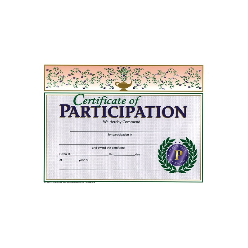 Certificate of Participation, 8.5″ x 11″ – Pack of 30