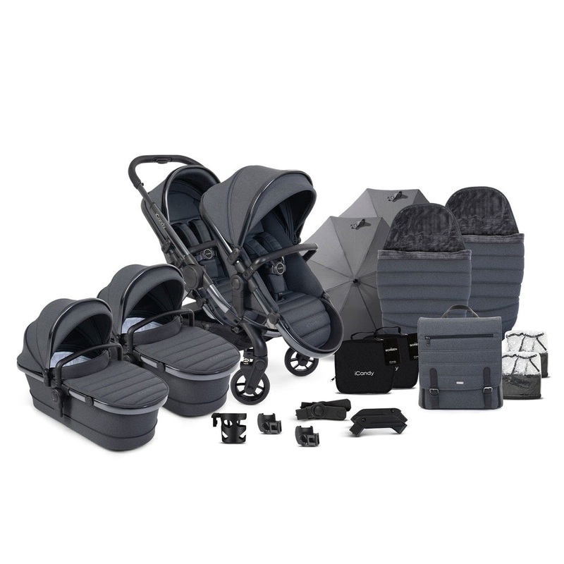 iCandy Peach 7 Twin Complete Bundle in Dark Grey