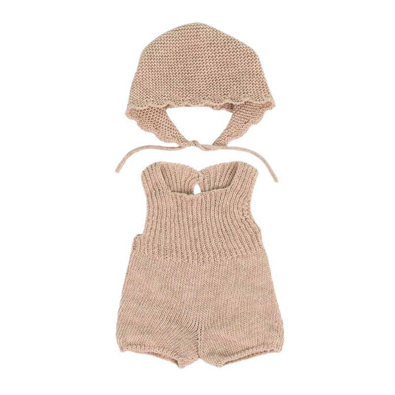 Knitted Doll Romper & Bonnet – 15″