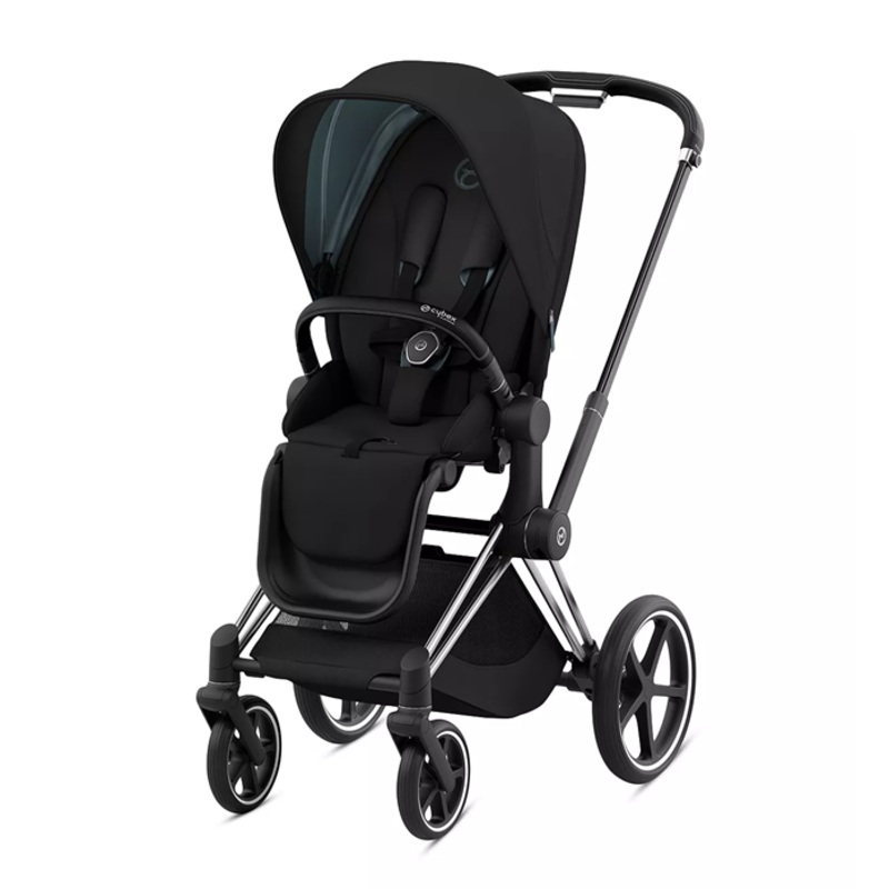 Priam Stroller – Chrome Frame with Black Details & Sepia Black Seat Pack