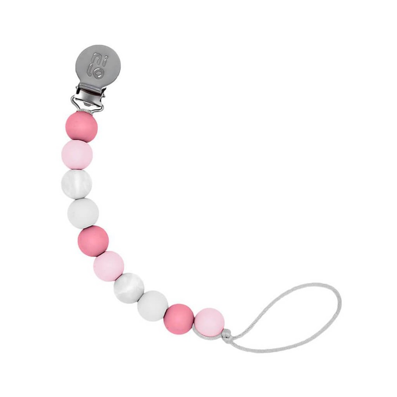 Silicone Beads Pacifier Holder Pink Powder