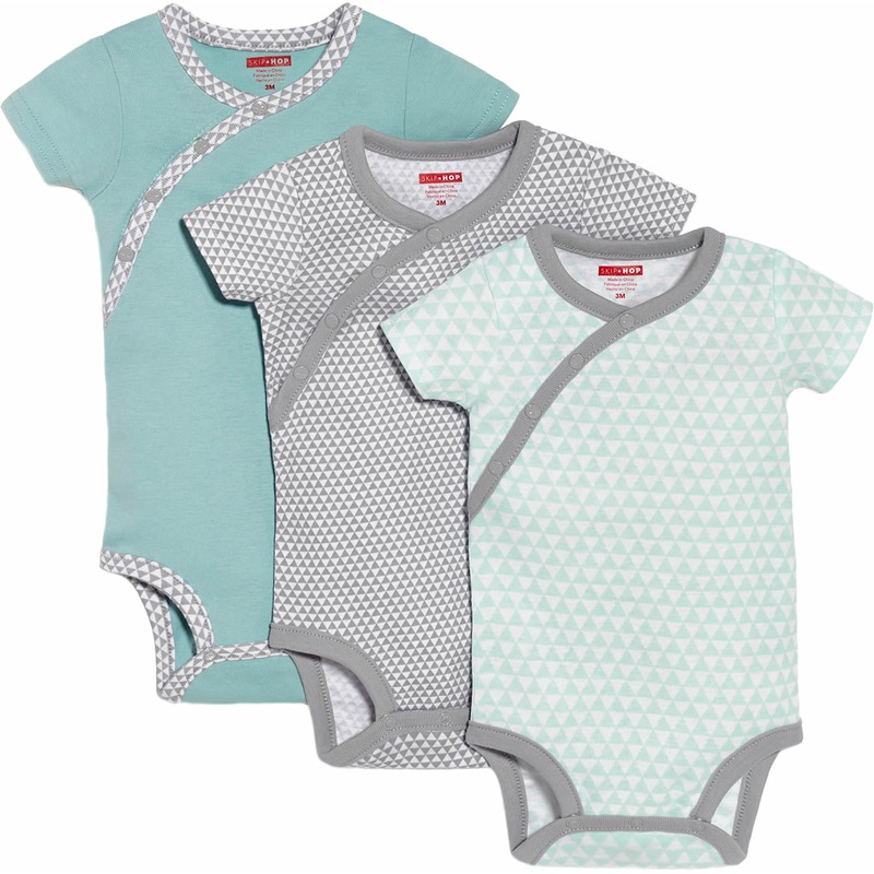 Skip Hop Petite Triangles 3-Pack Short Sleeve Bodysuits – Blue (6 Months)