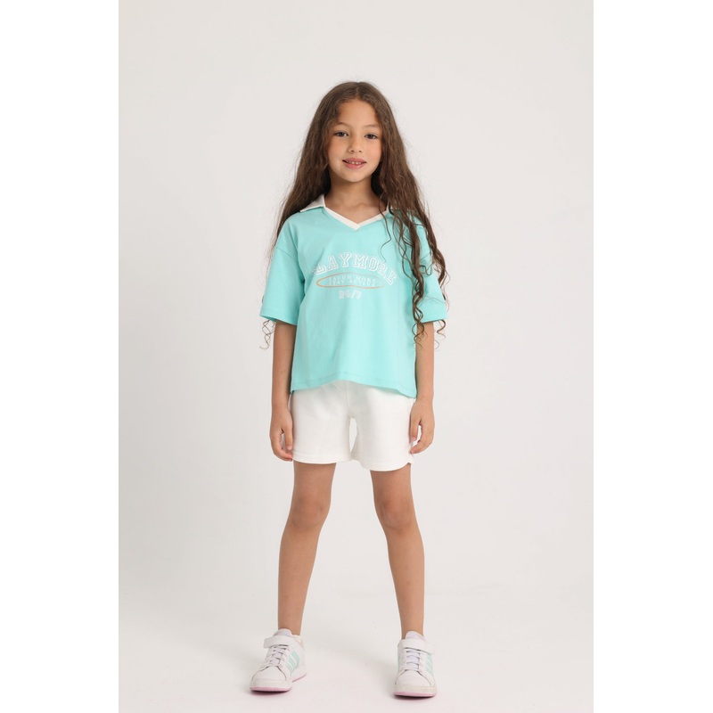 Unisex Kids Cotton T-Shirt  Aqua “PLAYMORE”
