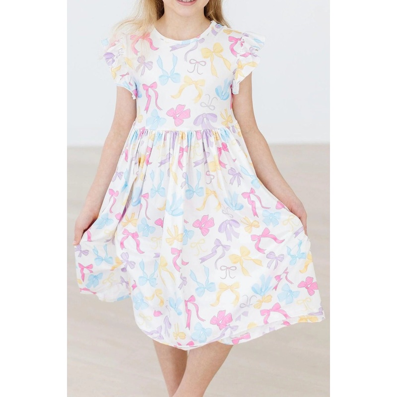 Bow-tastic Flutter Sleeve Twirl Dress