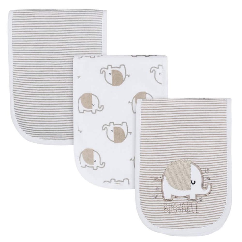 Gerber 3-Pack Baby Neutral Elephant Burp Cloths
