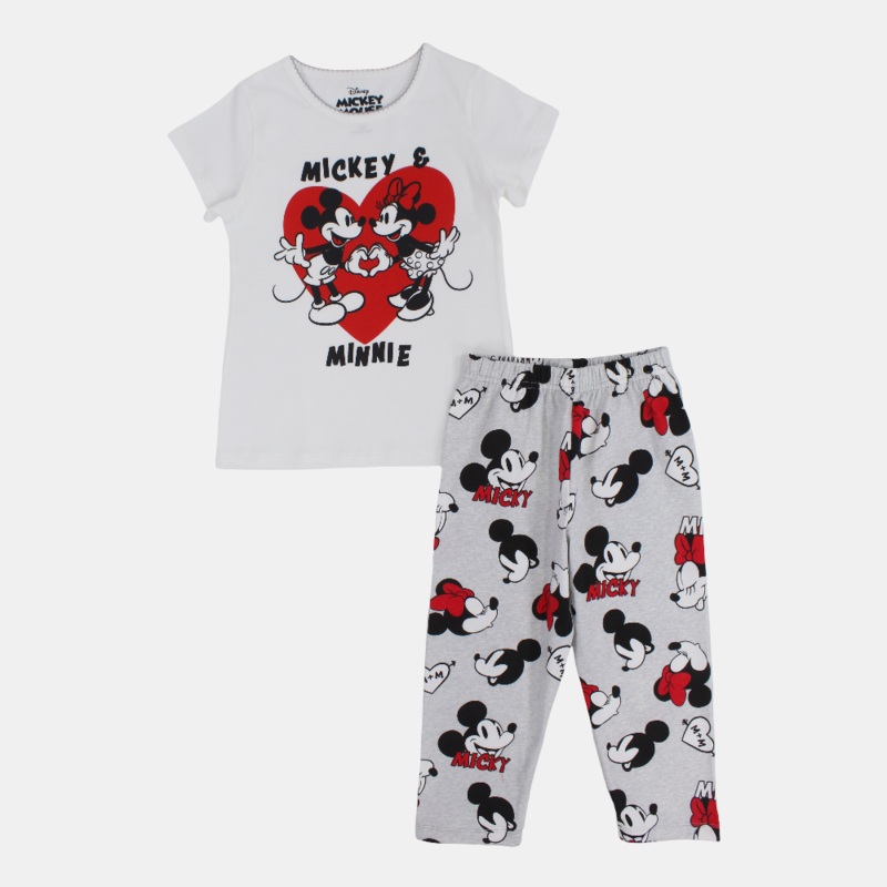 Girls Cotton Pajama Set  Mickey & Minnie Mouse