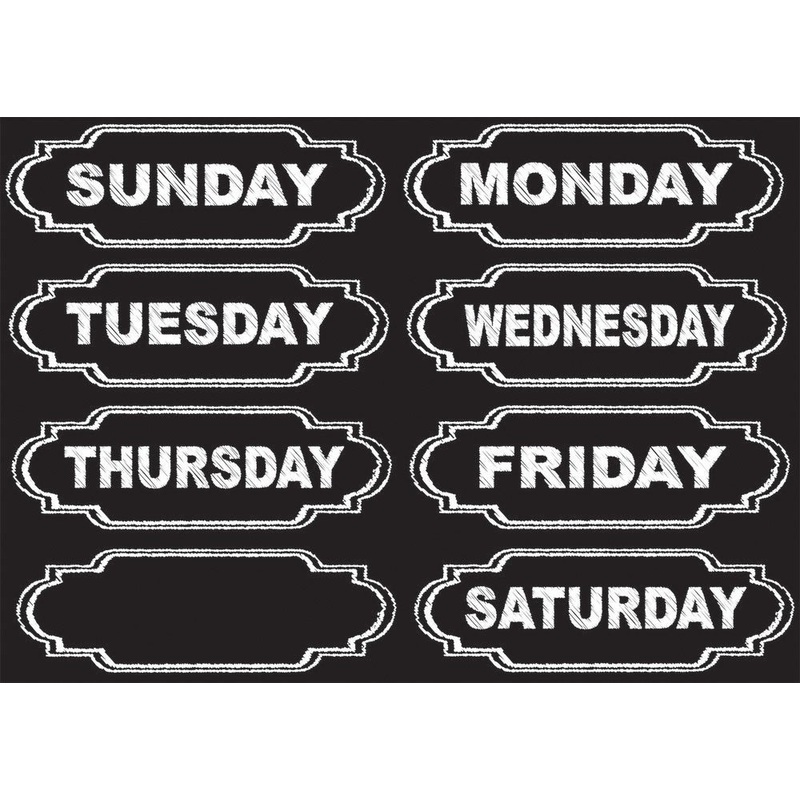 Large Die-Cut Magnetic Chalkboard Days Of Week