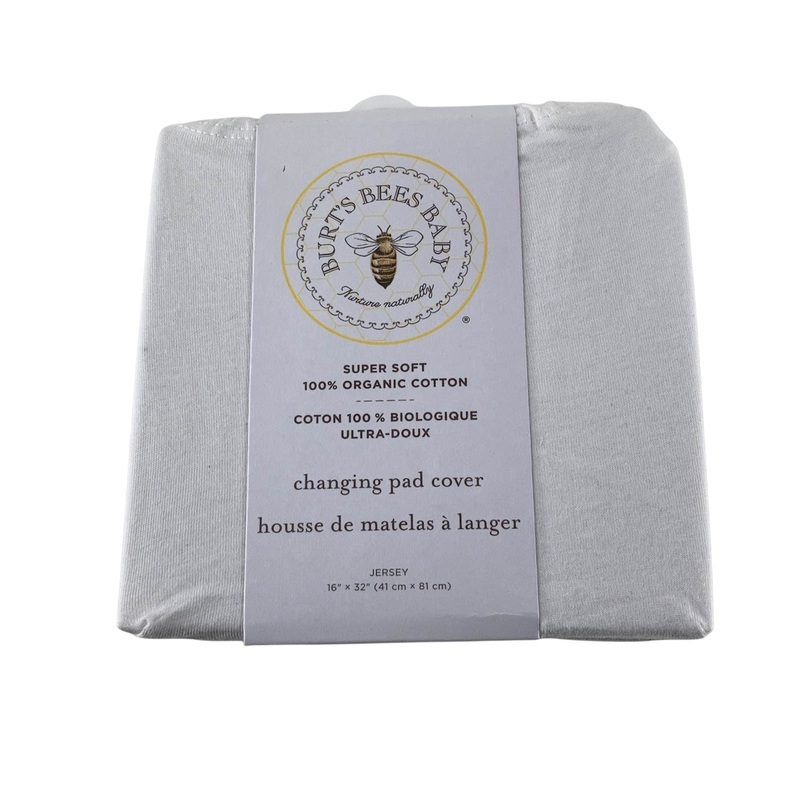 Burt’s Bees Baby Changing Pad Cover, Cloud White, Organic Cotton Jersey