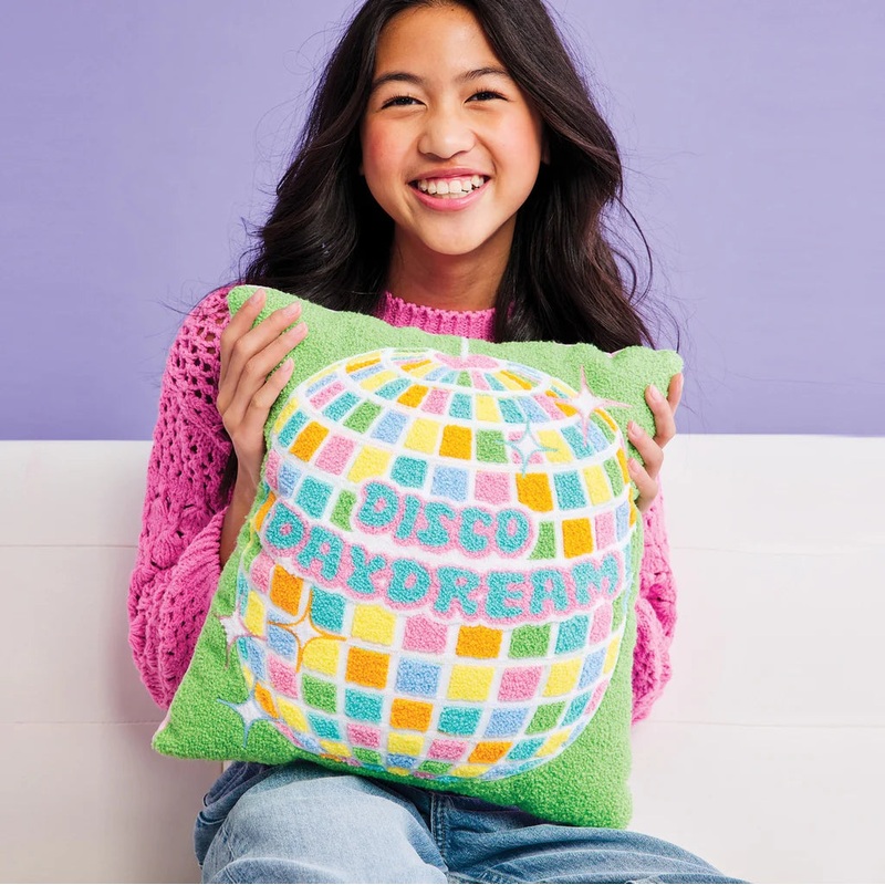 Iscream Disco Daydream Chenille Plush Pillow