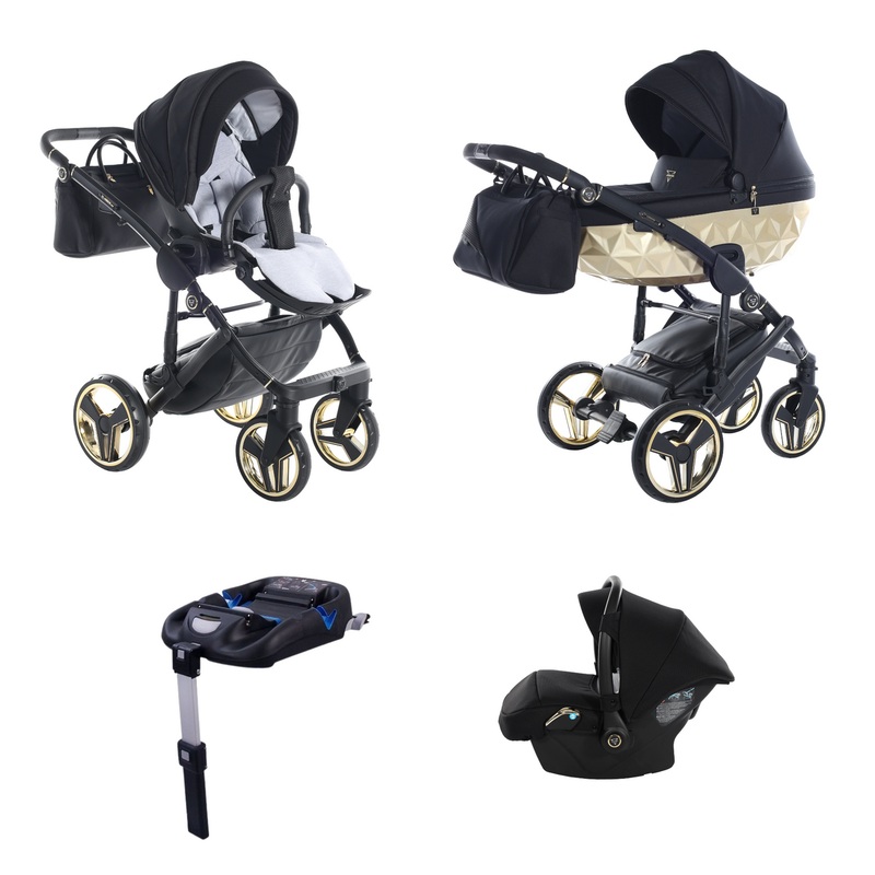 JUNAMA FLUO INDIVIDUAL SATIN BLACK GOLD – 4IN1 (INCLUDES CAR SEAT & ISOFIX BASE)