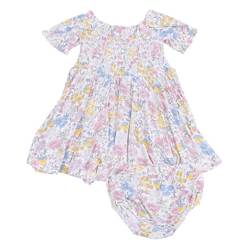 Puff Sleeve Smocked Dress and Dc Viola Floral
