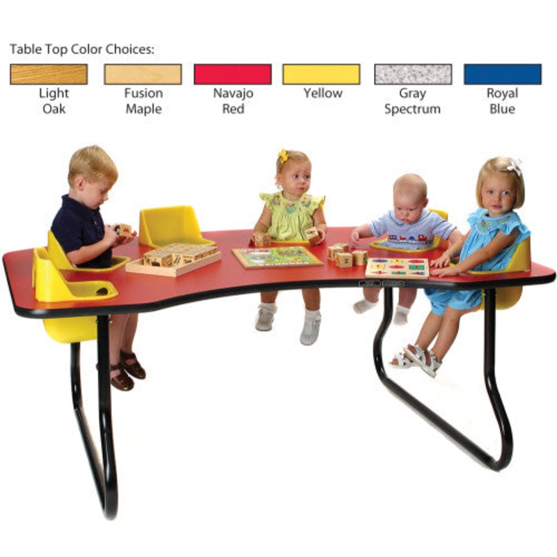 6-Seat Toddler Table, Fusion Maple Table Top with Red Seats
