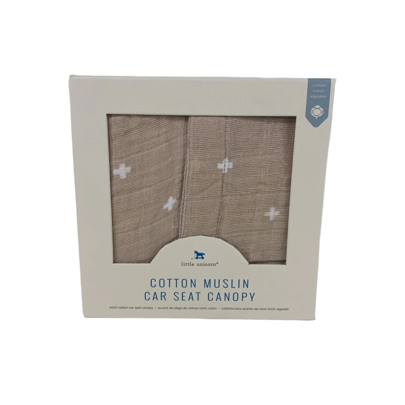 Little Unicorn Cotton Muslin Car Seat Canopy, Taupe Cross
