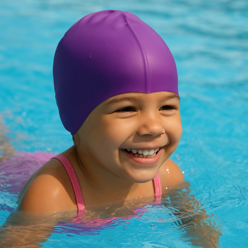 Silicone Swim Cap for Kids  Purple