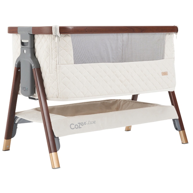 Tutti Bambini CoZee Luxe Bedside Crib – Walnut / Cream