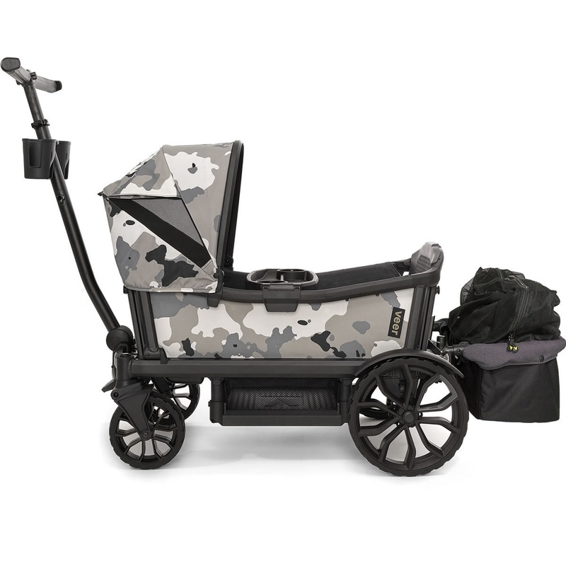 Veer Cruiser (2 Seater) Stroller Wagon with Retractable Canopy + Basket Bundle – Ice Camo