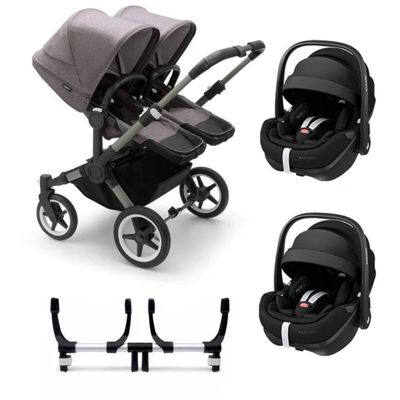 Bugaboo Donkey 5 Twin Complete + Pebble 360 Pro 2 Travel System – Grey Melange
