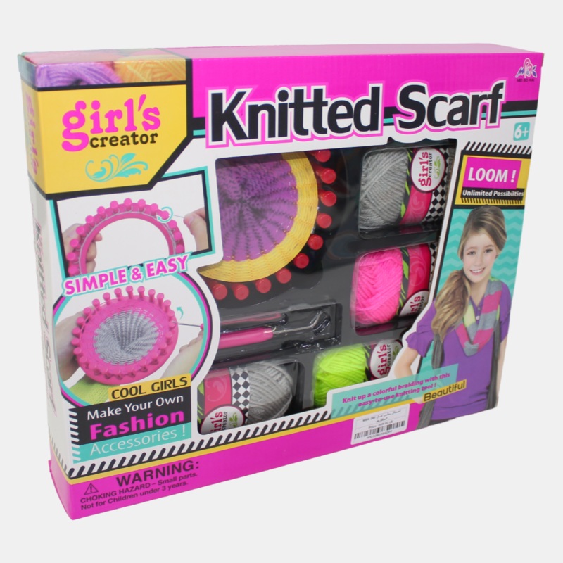 Girls’ Creators Knitted Scarf Set  Multi-Color DIY Knitting Kit