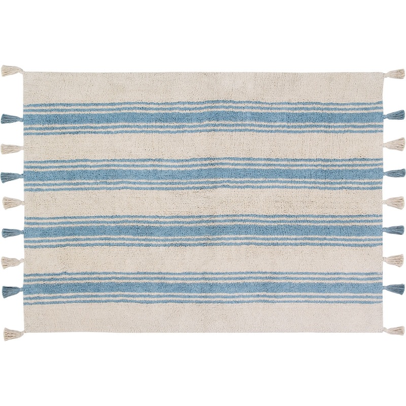 Lorena Canals Stripes Rug – Nile Blue (4′ x 5′ 3″)