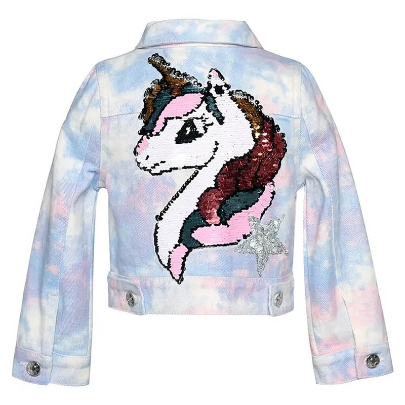 Tie Dye Denim Jacket Unicorn and Star Patches