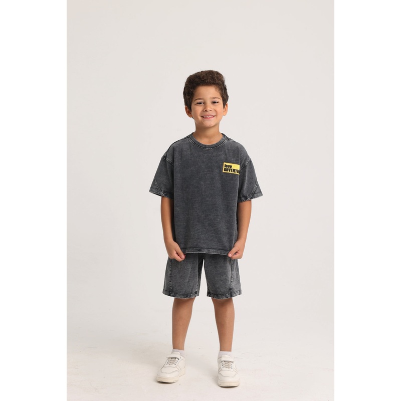 Unisex Kids Cotton Outfit Set  Dark Grey “Love Adventure”