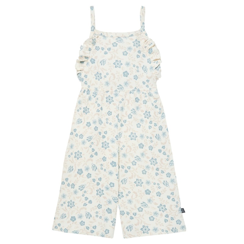 Infant & Toddler Girls Bird Floral Ruffle Wide Leg Romper
